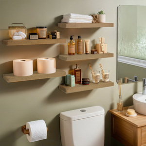 Estante de Pared Rectangular de Madera Natural de Diseño Moderno, 80x23.5x3.8 cm de Alto, Fácil Instalación con Tornillos Incluidos - Product Image 6