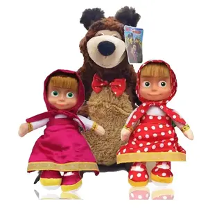Figurines de dessin animé russe Masha et l'ours pour enfants, collection de  jouets de beurre, modèle d'anime, décoration, cadeaux de Noël, 10 pièces