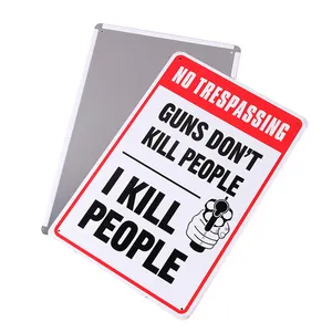 墙壁装饰警告危险没有非法侵入枪金属标志复古海报