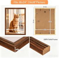 Cadre photo en bois brun naturel 18x24 avec plexiglas HD, affichage mural horizontal ou vertical