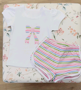 GSSO3632 Conjunto Infantil Personalizado para Niña Activa con Estampado de Flores Coloridas, Manga Corta, Venta al Por Mayor - Product Image 6