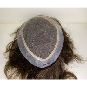 Men Swiss Lace PU Oct-agon Toupee Remy Human Hair Natural Wave 120% Density for <b>Male</b> Pattern Baldness - Product Image 5