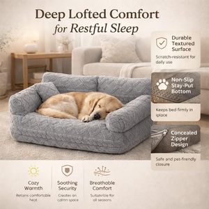 Wholesale Calming <b>Dog</b> <b>Bed</b> Soft Fiber Filled Raised Edge Pet <b>Sofa</b> <b>Bed</b> With Removable Cover for Medium Large <b>Dogs</b> OEM Buyers - Product Image 2