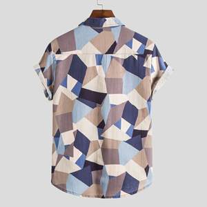 Chemise à manches courtes <span class=keywords><strong>en</strong></span> lin et coton pour homme, motif floral estival, ample et décontractée, hauts pour les vacances à la plage, chemises hawaïennes pour homme, grande taille <span class=keywords><strong>3X</strong></span> - Product Image 5