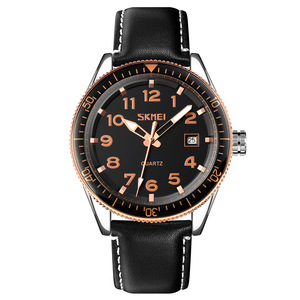 Montre à quartz pour homme avec bracelet en cuir décontracté et professionnel, étanche, montre avec calendrier d'une seule journée - Product Image 2