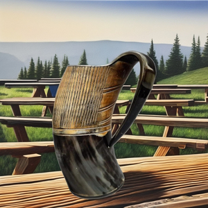 Taza de cerámica de cuerno de búfalo más vendida con diseño de mango único y grabado de logotipo personalizado para el regreso a la escuela - Product Image 1