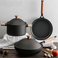 Panci dan wajan besi kualitas tinggi, panci dan wajan Set 5 buah anti lengket, stok dapur, panci penggorengan dengan tutup