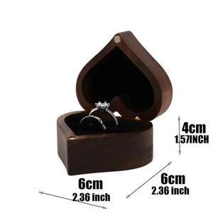 Caja de Joyería de Madera Vintage en Forma de Corazón, Organizador de Joyas Magnético con Cajón, Regalo de Boda o Compromiso, Estuche para Guardar Anillos - Product Image 4