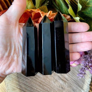 Torre de Cuarzo Cristalino de Alta Calidad al por Mayor, Varita de Cristal de Obsidiana Negra para Sanación - Product Image 2