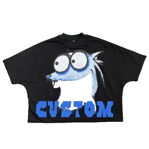 Imprimer hommes poids lourd blanc personnalisé col épais goutte épaule T-Shirts ajustement recadrée hommes surdimensionné lourd T-Shirt Boxy T-Shirt - Product Image 3