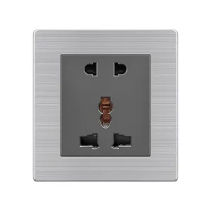 International Electrotechnical two three pole stainless steel gray aluminum wire switch socket panel multifunctional five holes
