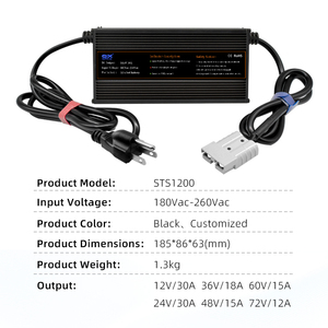 <span class=keywords><strong>Chargeur</strong></span> de batterie automatique intelligent 1200W 24V 30A 48V 15A 60V 15A 72V 12A pour scooter électrique, compatible Li-ion et plomb-acide - Product Image 2