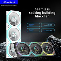 Ventilateur de boîtier d'ordinateur silencieux 12 cm à roulement fluide, sans fil, à connexion par chaîne, compatible ARGB Aura Sync PWM, pour blocs de construction, motif Glaçon