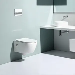 Europäische randlose Wand Toilette Schüssel hängende Toilette Suspendu Mute Tornado Flush Keramik WC Wandbehang Toiletten