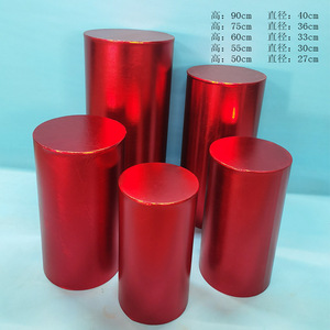 Housse de base cylindrique en tissu métallique <span class=keywords><strong>brillant</strong></span> en gros - Bleu argenté élastique pour la décoration de table de réception de mariage - Product Image 5