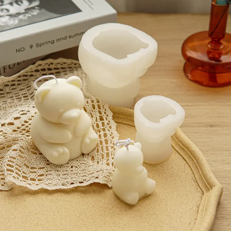 Simpatico orso cubico stile coreano ins seduto orso formato candela profumata gesso gocciolamento gel stampo in silicone
