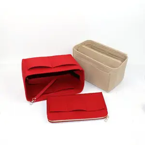 Bolsa portátil de grande capacidade para mulheres, sacola de armazenamento de cosméticos e produtos de cuidados com a pele, bolsa com forro interno fofo, bolsa de cosméticos de feltro