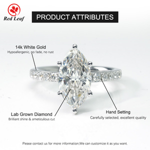 Redleaf D Vvs1 3Mm 4Mm 5Mm Marquise IGI Phòng Thí Nghiệm Grown 14K Vàng Trắng Thanh Lịch Nhẫn Cưới Engagement <span class=keywords><strong>Ring</strong></span> Cho Phụ Nữ - Product Image 2