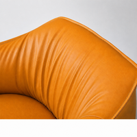 Fauteuil de salon moderne avec dossier plissé en cuir PU texture litchi, chaise de lecture confortable, pieds en métal noir