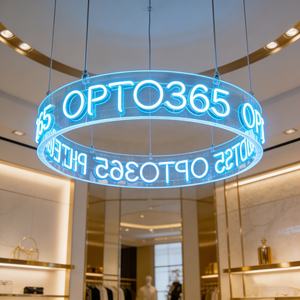 免费设计 12V 单色亚克力圆形 LED 霓虹灯天花板标志 RGB 圆形亚克力霓虹灯用于商店装饰 - Product Image 1