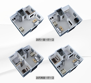 3M terraza personalizable 20 pies doble ala expandible contenedor casa prefabricada acero Modular uso de oficina Panel sándwich - Product Image 2