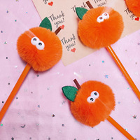Oranje Pom Pom Balpen Cartoon Stijl Gepersonaliseerde Fruitontwerp Balpen