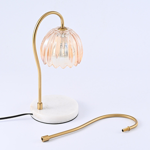 Lampe de table moderne en bois écologique avec abat-jour en cristal en forme de fleur, LED E26, lumière blanc chaud 3500K, col flexible, alimentation CA, décoration de chambre - Product Image 3