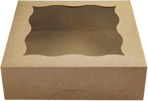 Cajas de Panadería Marrones de 10"x10"x3" con Ventana de PVC para Pasteles y Galletas, Caja Grande de Papel Kraft Natural - Product Image 3