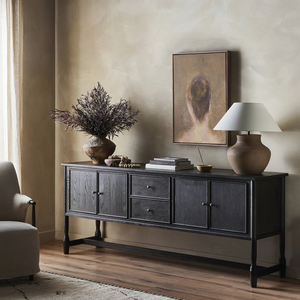 Credenza di Lusso Moderna in Legno Massello, Mobile Buffet Nero per Sala da Pranzo e Soggiorno, Arredamento Interno - Product Image 6