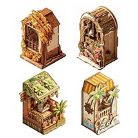 Scènes miniatures en bois de balcons dans les quatre saisons, modèle de puzzle 3D, kit de construction de maison en bois éducatif DIY pour ornements