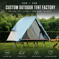 Tente de camping glamping individuelle d'extérieur surélevée, lit pliant portable en aluminium, une chambre, en tissu Oxford résistant aux UV avec moustiquaire