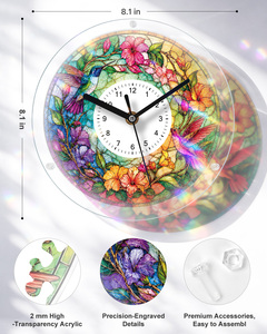 Colorful Bird Flower Stained Glass Style Acrylic Jigsaw Puzzle <b>Clock</b> Stand Up Desktop <b>Clock</b> <b>Art</b> Craft DIY Puzzle Gift For Home D - Product Image 5