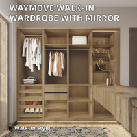 Armoire de chambre moderne WAYMOVE avec coiffeuse et miroir, panneau en bois pliable et extensible, 4 tiroirs pour usage domestique