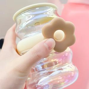 Fiore di vetro tazza di <span class=keywords><strong>caffè</strong></span> in vetro borosilicato alto con paglia di <span class=keywords><strong>caffè</strong></span> casa bollitore <span class=keywords><strong>freddo</strong></span> casa di nozze tazza di latte logo personalizzato impermeabile - Product Image 2