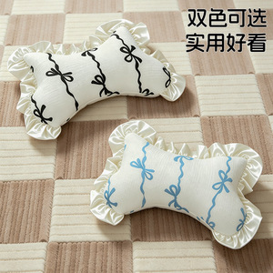 Coussin pour chat, sur le thème des chatons, couleur crème, avec nœuds décoratifs, tapis de couchage pour animaux de compagnie avec bordure en dentelle, tapis de couchage épais et moelleux pour chiens. - Product Image 4