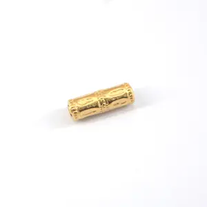 Slotted tube beads 4.5 mm x 13 mm long round stainless steel bead gold plating