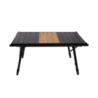 Nouvelle table pliante multifonctionnelle IGT en alliage d'aluminium à grain de bois, portable pour le camping, le pique-nique et le barbecue en extérieur - Durable