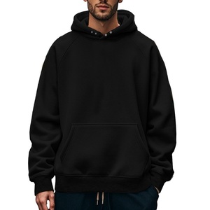 High Quality Oversized Drop Shoulder Hoodie Anti-Wrinkle Snap Button <b>Thick</b> <b>Fleece</b> Polyester Men's Autumn Hoodie - Product Image 2
