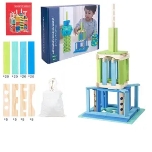 Vendita calda blocchi di costruzione in legno per bambini Set di tavole in legno STEM Toy Build and Play Construction Set