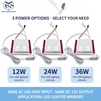 Interrupteur à capteur miroir DC12V 12W, variateur tactile double bouton, trois couleurs avec fonction anti-buée pour éclairage LED intelligent de salle de bain