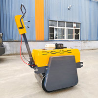 Rouleau compresseur vibrant à double tambour de 500 kg, à essence, mini, à faible rayon de braquage, avec moteur et pompe hydrauliques