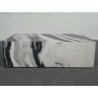 Table basse cube moderne de luxe en marbre blanc Panda SH STONE, design rectangulaire bas, mobilier de salon