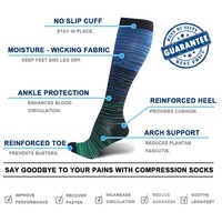 Chaussettes de compression sportives populaires transfrontalières, dégradé de couleurs mélangées, unisexe, mi-mollet, élastiques, en nylon, antidérapantes