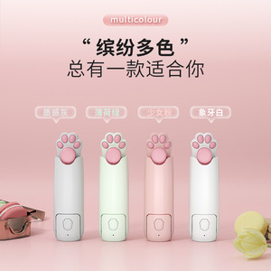 Cat Paw Handheld Mini Fan Pink Foldable <b>Rechargeable</b> USB Portable Fan With <b>Flashlight</b> Feature - Product Image 2