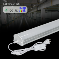 Tube LED linéaire connectable noir/argent pour bureaux commerciaux et industriels, 60cm/120cm/150cm/240cm, 30W/60W/72W/120W, CRI 80 élevé