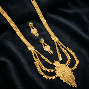 ชุดสร้อยคอแบบ Rani Haar ชุบทองไมโคร 14K 18K 24K ขายส่ง ดีไซน์ลายดอกไม้ ชุดเครื่องประดับอินเดีย ชุดเครื่องประดับแฟชั่นทองเหลืองชุบทอง - Product Image 1