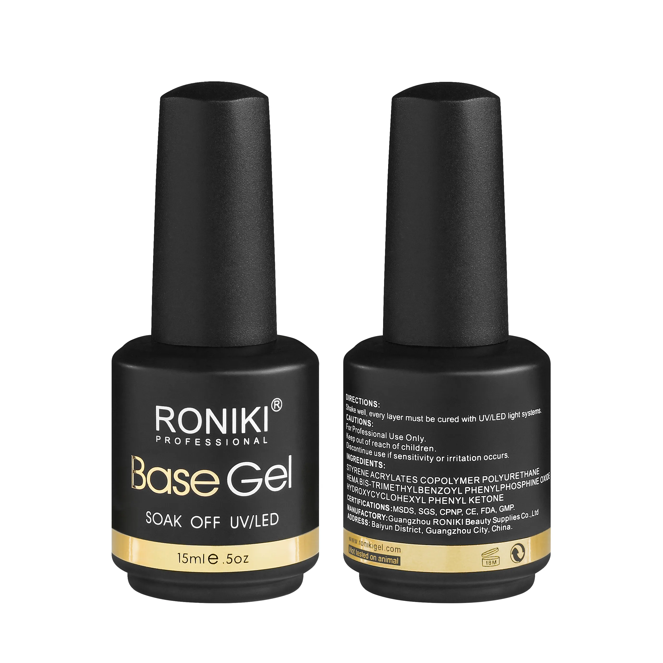 RONIKI Private Label Brand 15ml Natural Base Coat Gel Nail No Wipe High Shine Super Top Coat Gel Nail Polish