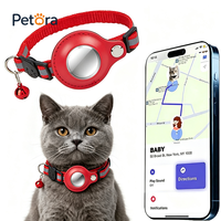 Traceur anti-perte pour animaux de compagnie Petora, double système iOS et Android, avec localisateur réfléchissant nocturne, collier pour chat et chien