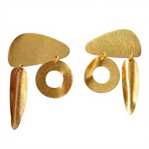 Boucles d'oreilles pendantes en laiton plaqué or 18 carats, style bohème, bijoux de fête pour femmes - Product Image 1