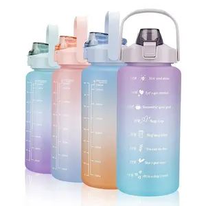 Nouvelle bouteille d'eau de motivation de 64oz 2L, bouteilles d'eau de gymnastique avec couleurs changeantes, 2023